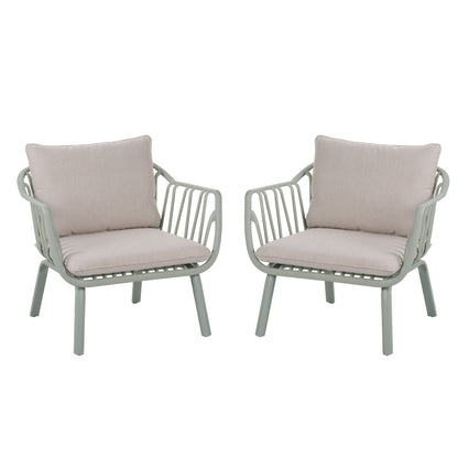 Huron Outdoor Club Chair set of 2 from HouseOfZazla with taupe cushions and gray frames on Tampa Home & Garden Store