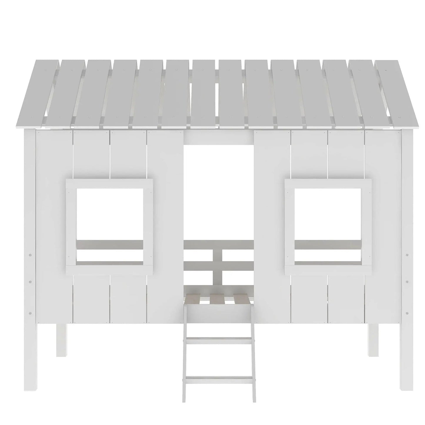 Twin Size Low Loft House Bed with Roof Windows