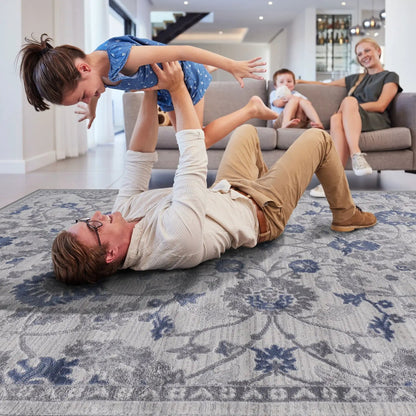 Marfi Trendy Oriental Area Rug gray-blue with intricate motif by Unique Piece Furniture on Tampa Home & Garden Store