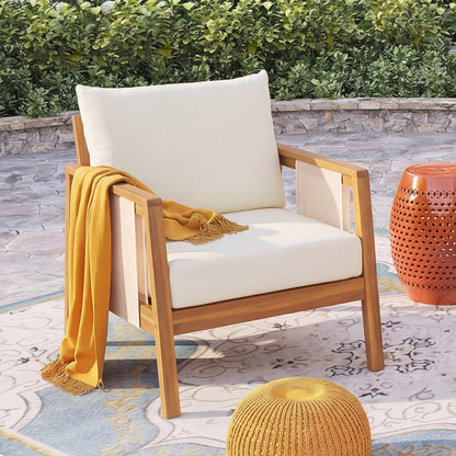 Acacia Wood and Textilene Outdoor Club Chair