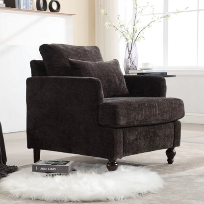 Charcoal fabric mid-century wood-frame armchair with tufted cushions by Unique Piece Furniture on Tampa Home & Garden Store