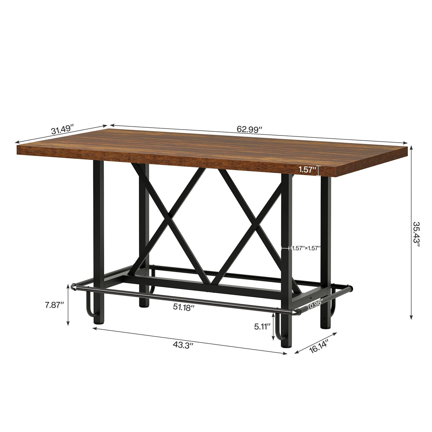 Rectangular Counter Height Dining Table for Six