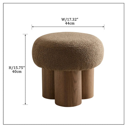Versatile Mushroom Stool With Cushion and Walnut