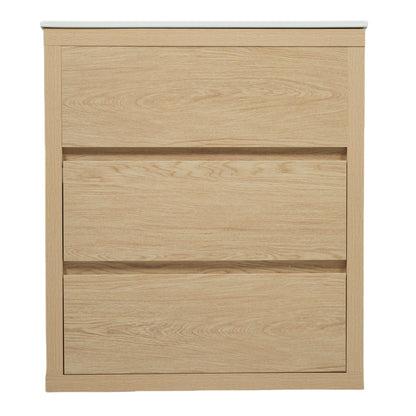HouseOfZazla freestanding bathroom vanity in natural oak with 2 full-extension drawers on Tampa Home & Garden Store