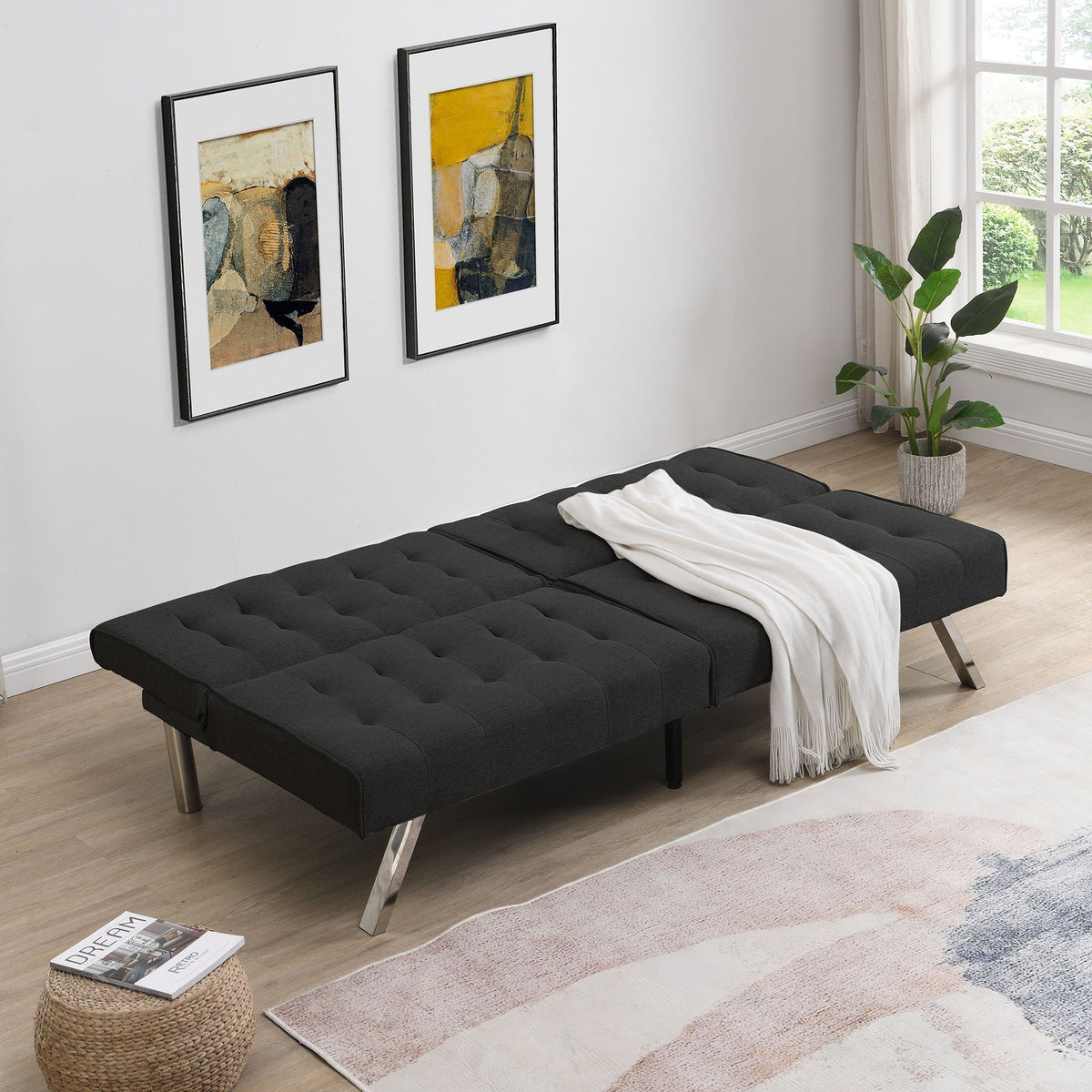 Modern Futon Sofa Bed and Convertible Guest Seat