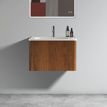 Curved Edge Wall Mount Bathroom Vanity and Sink