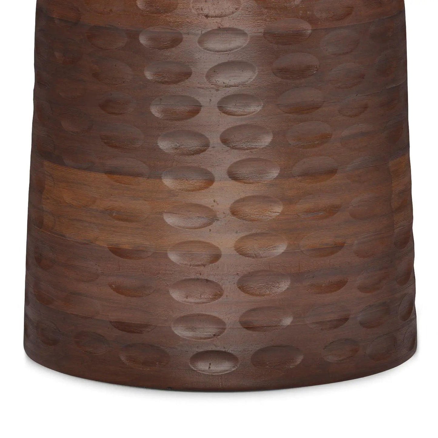 Boyd handcrafted accent table in brown leather finish with embossed circular dot pattern on Tampa Home & Garden Store