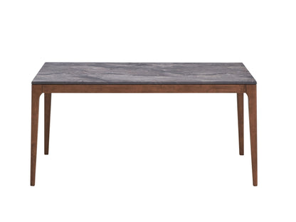 Bevis Engineered Stone Top Dining Table walnut wood base with gray stone top HouseOfZazla on Tampa Home & Garden Store