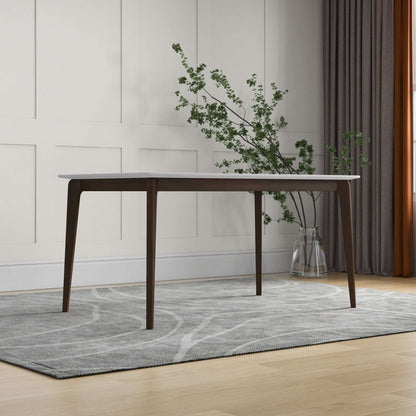 Levi modern style dining table by HouseOfZazla with white top and dark wood legs on Tampa Home & Garden Store