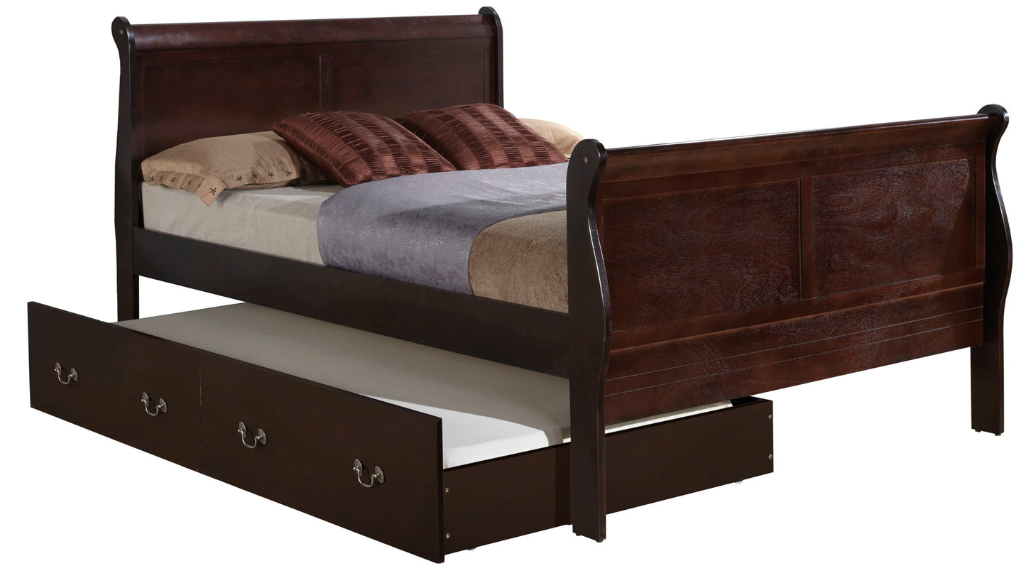 Elegant Trundle Bed by HouseOfZazla in dark mahogany wood with under-bed storage drawers on Tampa Home & Garden Store