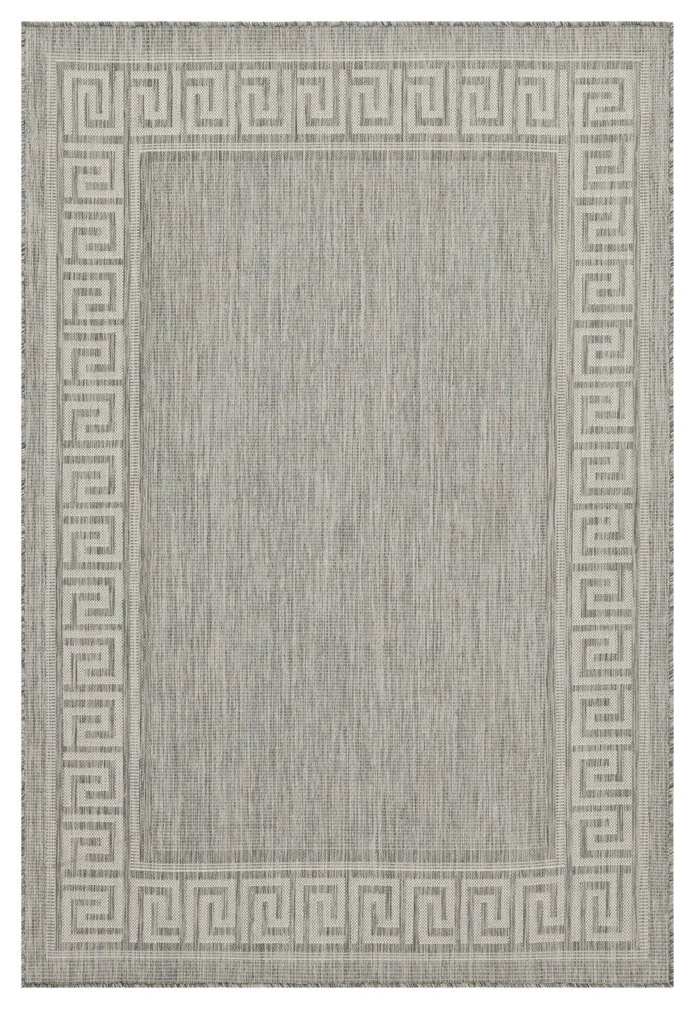 Sunshine runner rug 2 ft 7 in x 7 ft 3 in polypropylene gray ivory Greek key border Unique Piece Furniture on Tampa Home & Garden Store