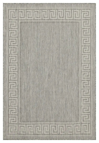 Sunshine runner rug 2 ft 7 in x 7 ft 3 in polypropylene gray ivory Greek key border Unique Piece Furniture on Tampa Home & Garden Store
