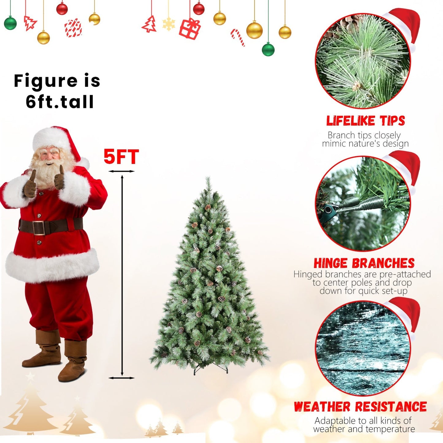 8 ft Full-Bodied Pre-Decorated Pinecone Christmas Tree by HouseOfZazla on Tampa Home & Garden Store