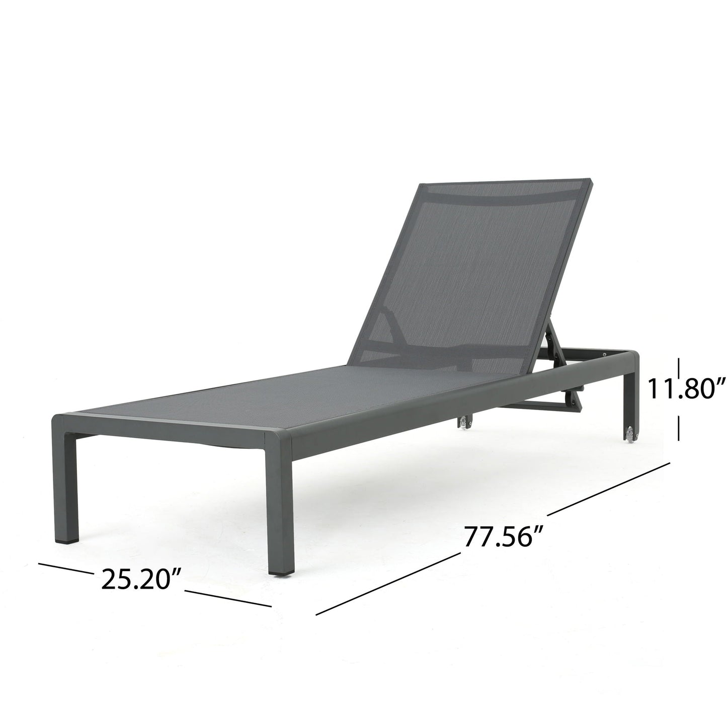Outdoor Patio Chaise Lounge by HouseOfZazla in gray mesh with 5-position reclining, metal frame on Tampa Home & Garden Store