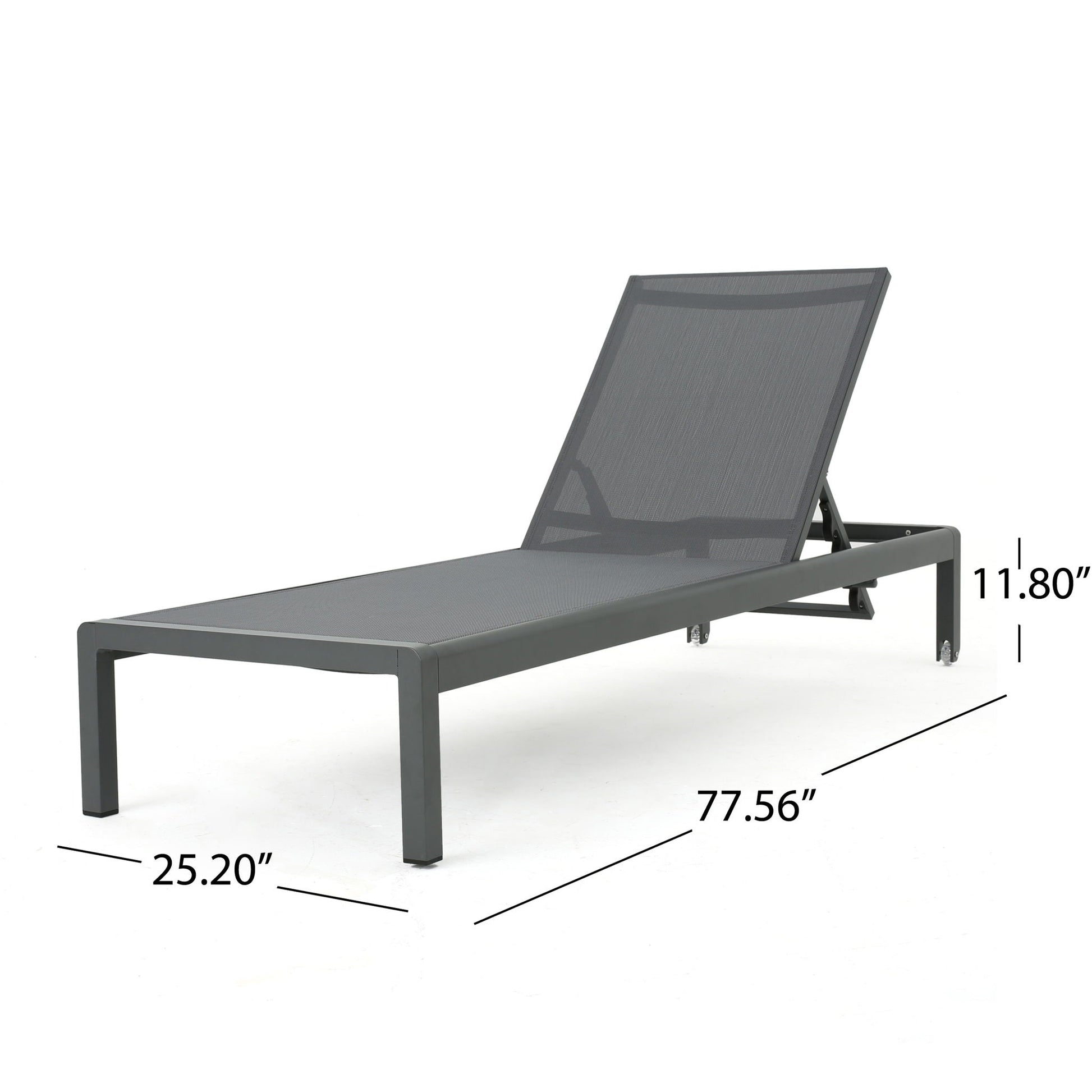 Outdoor Patio Chaise Lounge by HouseOfZazla in gray mesh with 5-position reclining, metal frame on Tampa Home & Garden Store