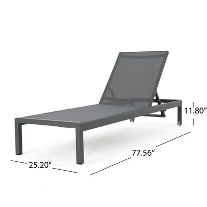 Outdoor Patio Chaise Lounge by HouseOfZazla in gray mesh with 5-position reclining, metal frame on Tampa Home & Garden Store