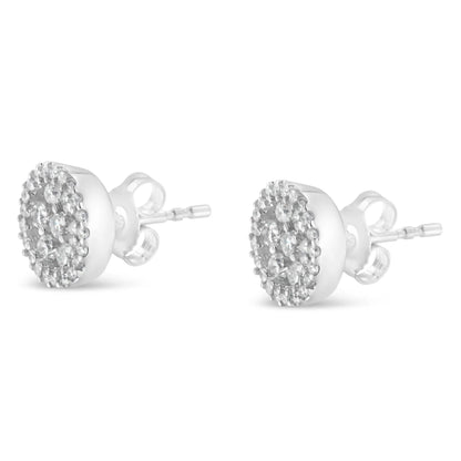 14K white gold diamond halo cluster stud earrings by Bids.com, round button style, set of 3 on Tampa Home & Garden Store