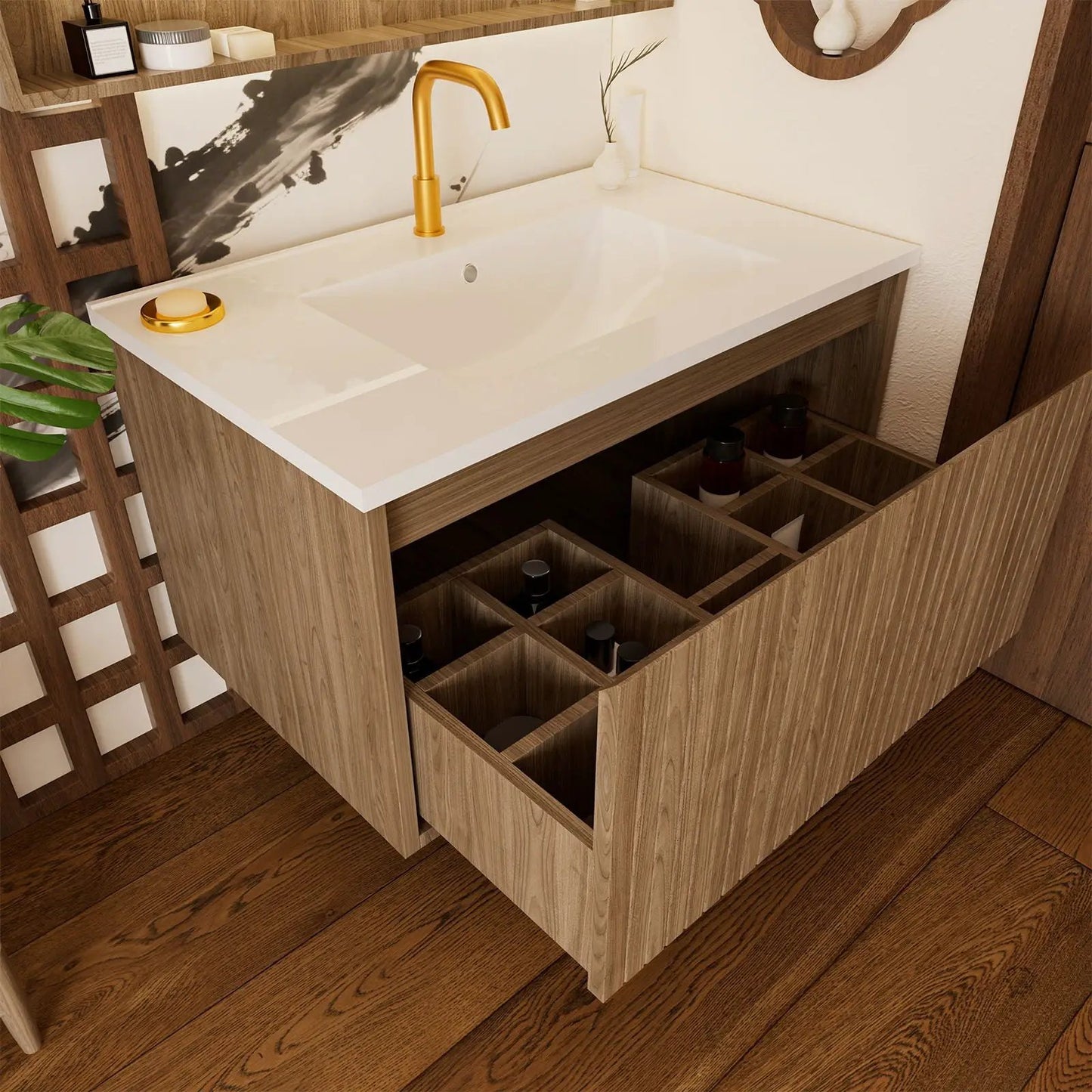Wall Mounted Floating Bathroom Vanity With Sink
