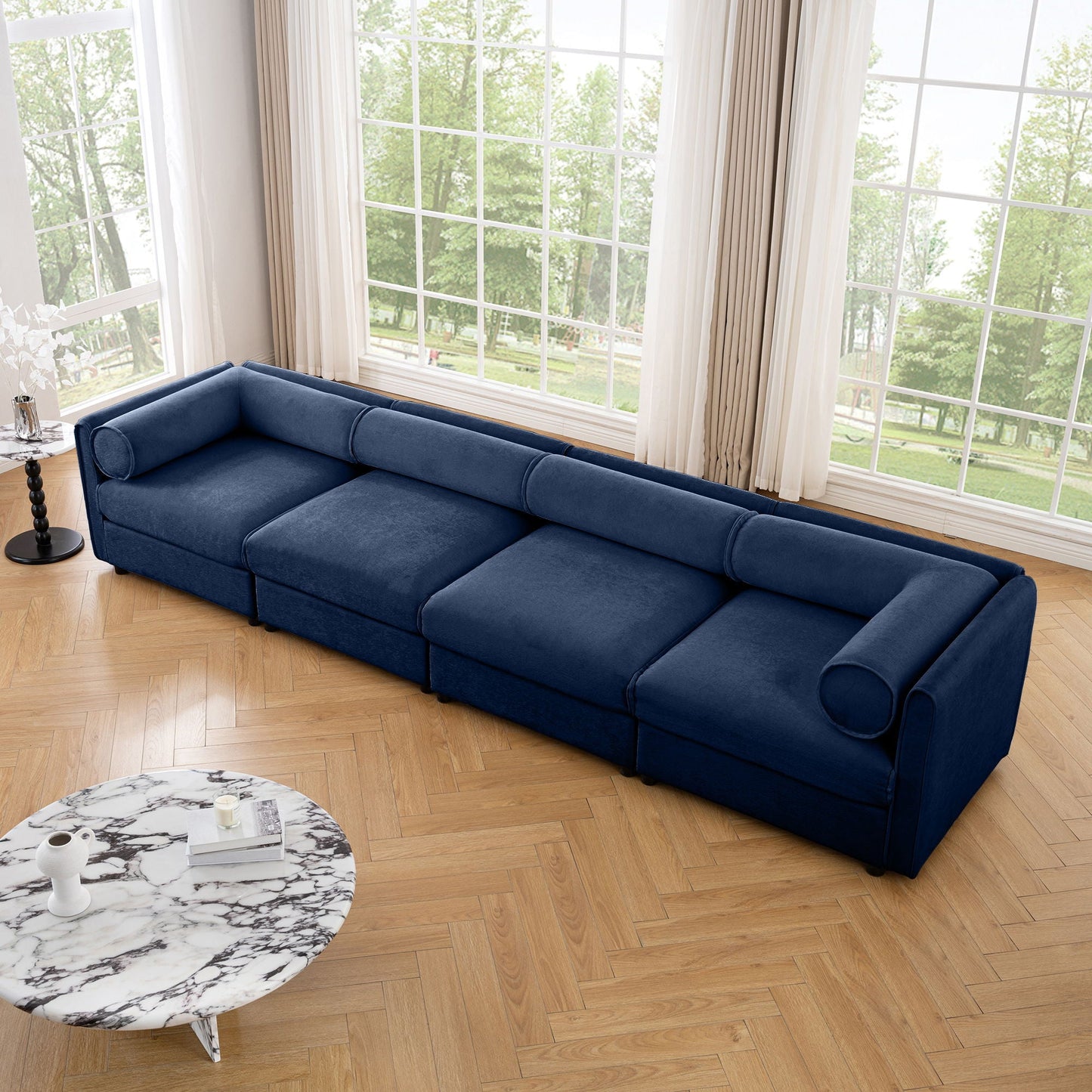 Modern Sofa with Storage and Cylindrical Backrest