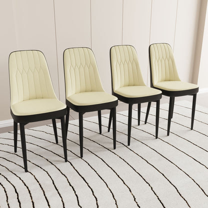 Modern dining chair set of 4 with cream cushions and black metal legs by HouseOfZazla on Tampa Home & Garden Store