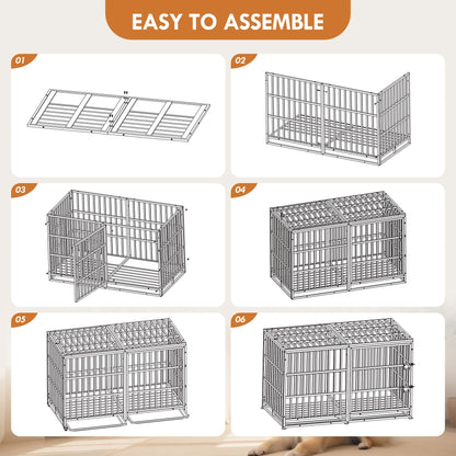 Extra Large Heavy Duty Dog Crate with Removable Pans, black metal cage for dogs on Tampa Home & Garden Store