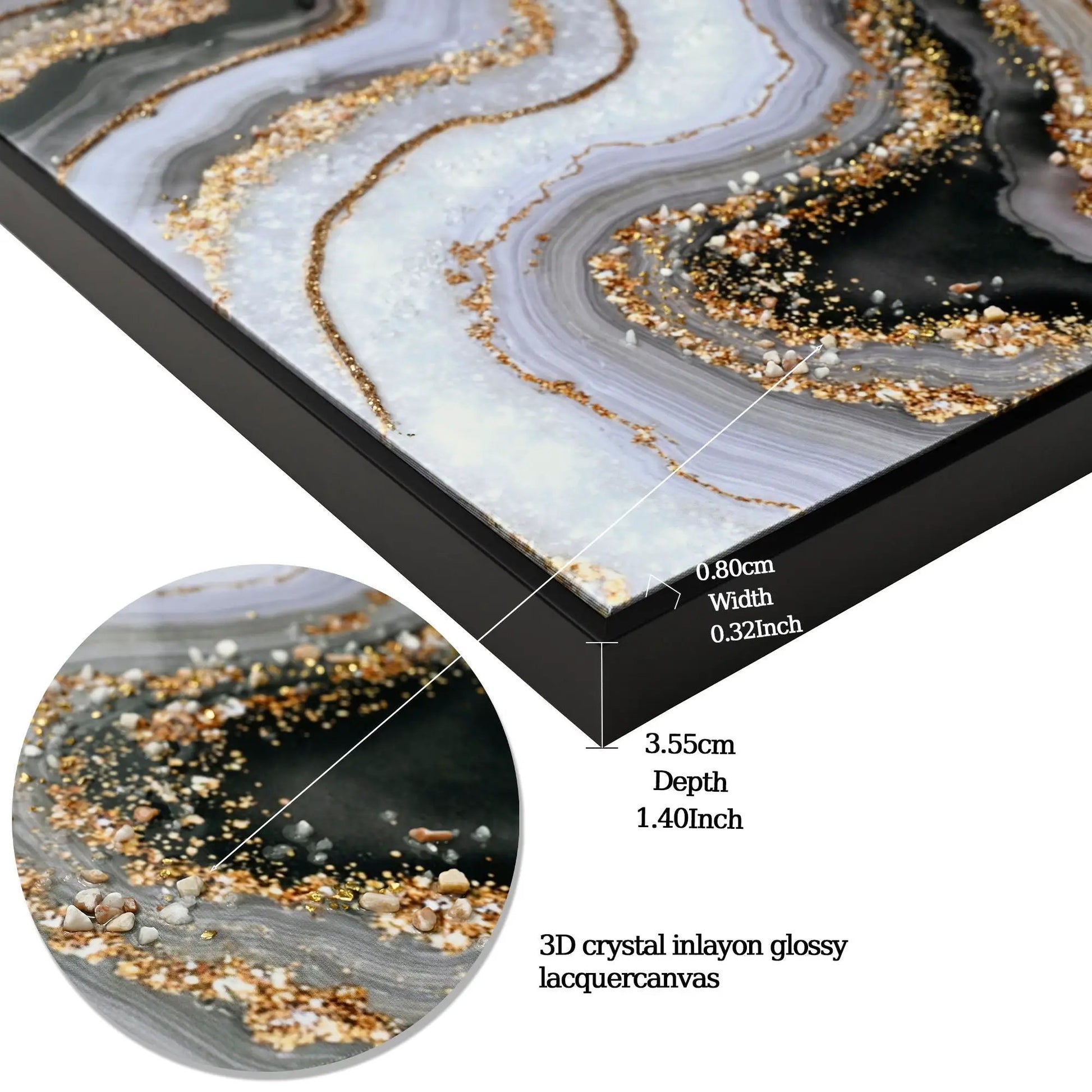 Canvas art framed marble print frosted glass and gold accents by Unique Piece Furniture on Tampa Home & Garden Store