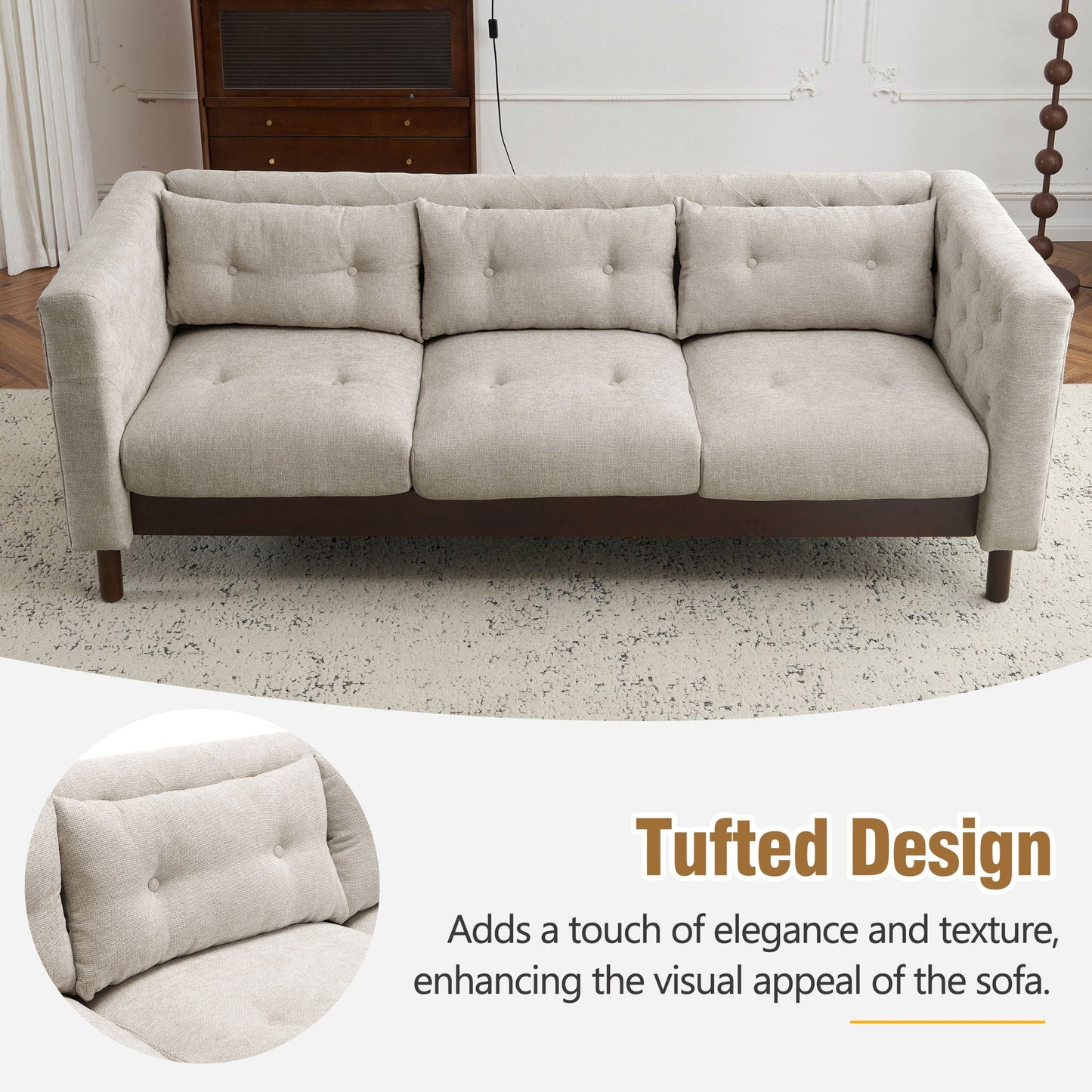 Luxurious Tufted Upholstered Living Room Sofa