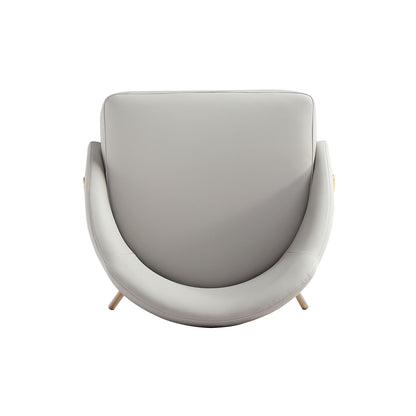 Upholstered dining chair with curved back in light gray faux leather and high-density foam on Tampa Home & Garden Store