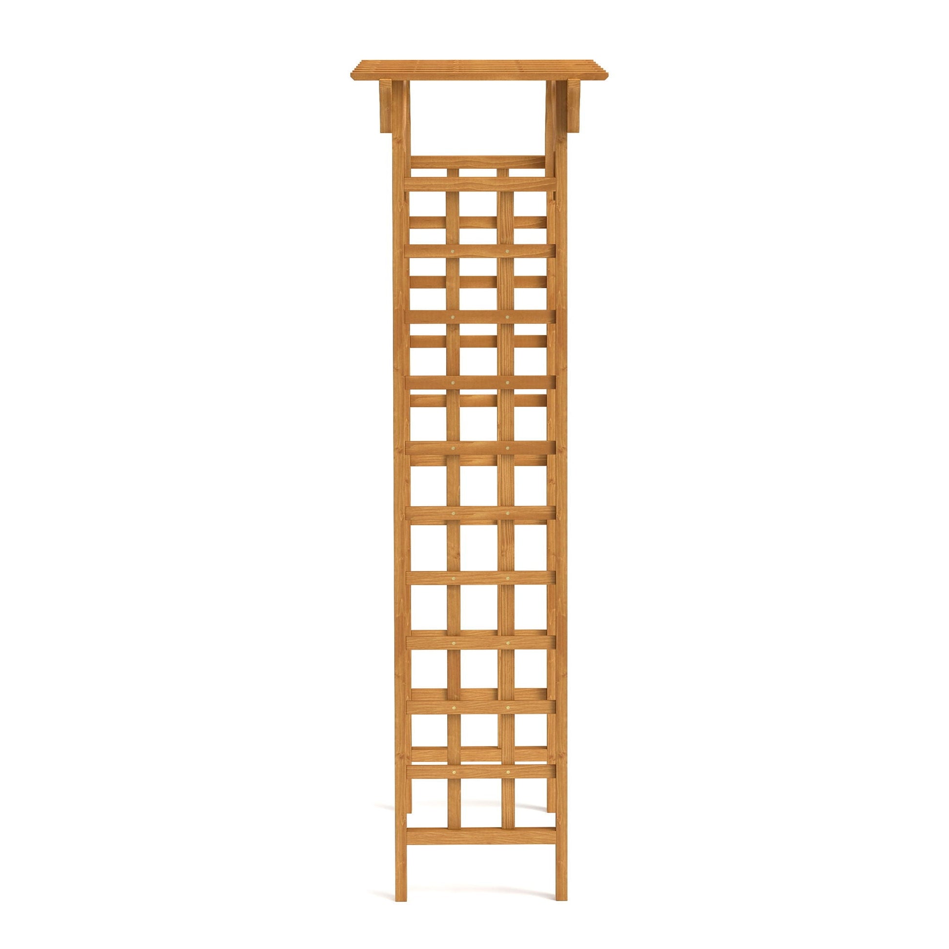 Wooden wedding arbor trellis with lattice panels for garden decor, natural finish on Tampa Home & Garden Store