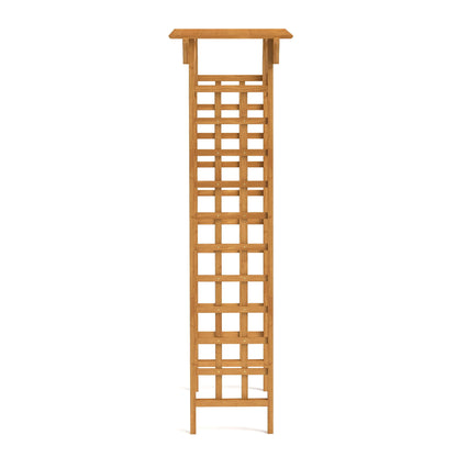 Wooden wedding arbor trellis with lattice panels for garden decor, natural finish on Tampa Home & Garden Store