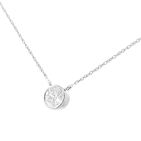14K white gold bezel-set lab-grown diamond pendant necklace, 16–18 in, VS2-SI1 clarity on Tampa Home & Garden Store