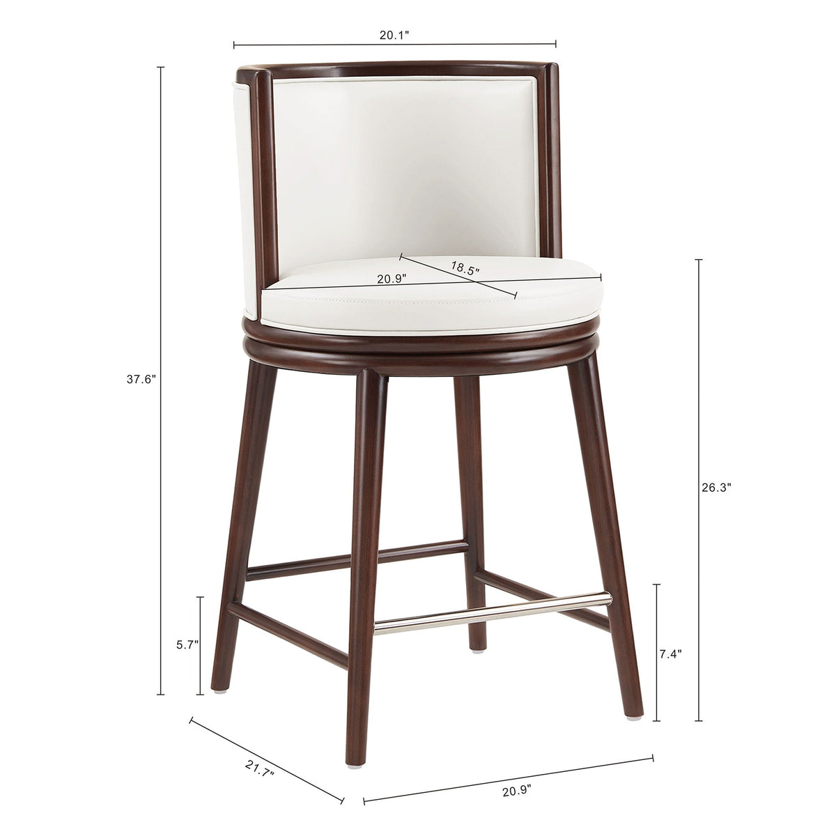 Evalyn Counter Stool HouseOfZazla upholstered seat and dark wood frame, counter height on Tampa Home & Garden Store