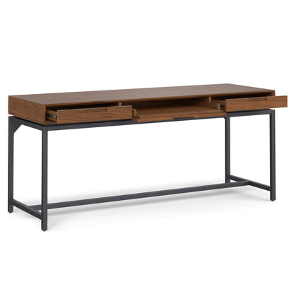 Mid Century Writing Desk With Storage by HouseOfZazla, walnut finish, black metal legs on Tampa Home & Garden Store