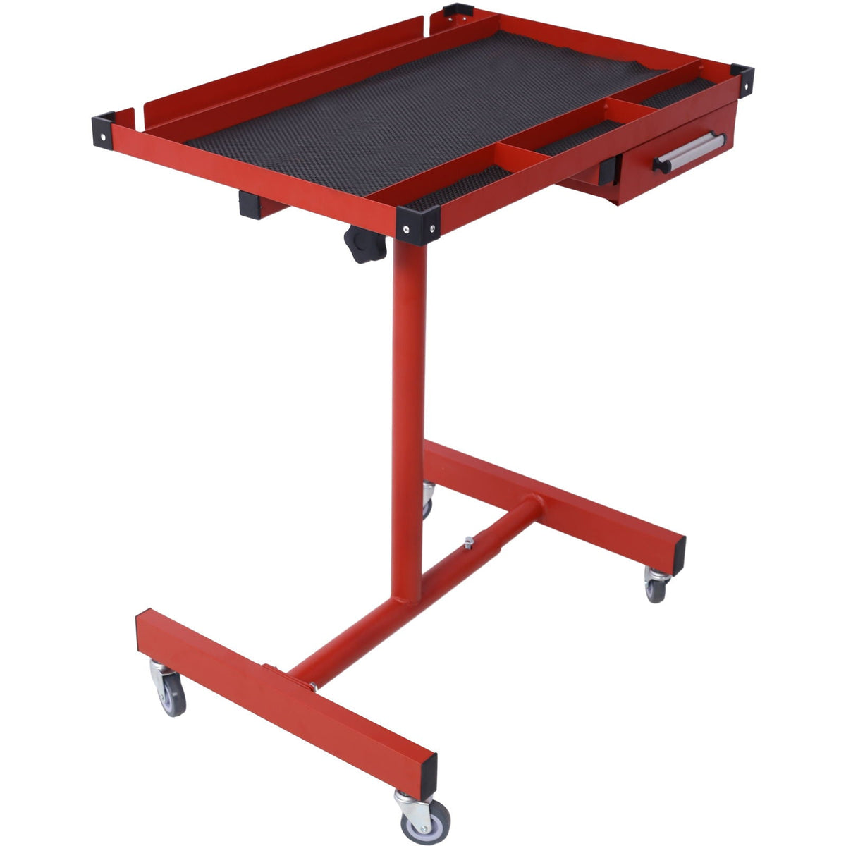 Adjustable tear-down work table with drawer red frame black top casters HouseOfZazla on Tampa Home & Garden Store