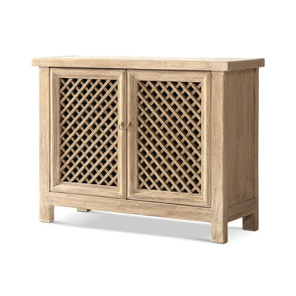 Arden 2-Door Accent Storage Cabinet natural wood with lattice doors, HouseOfZazla on Tampa Home & Garden Store