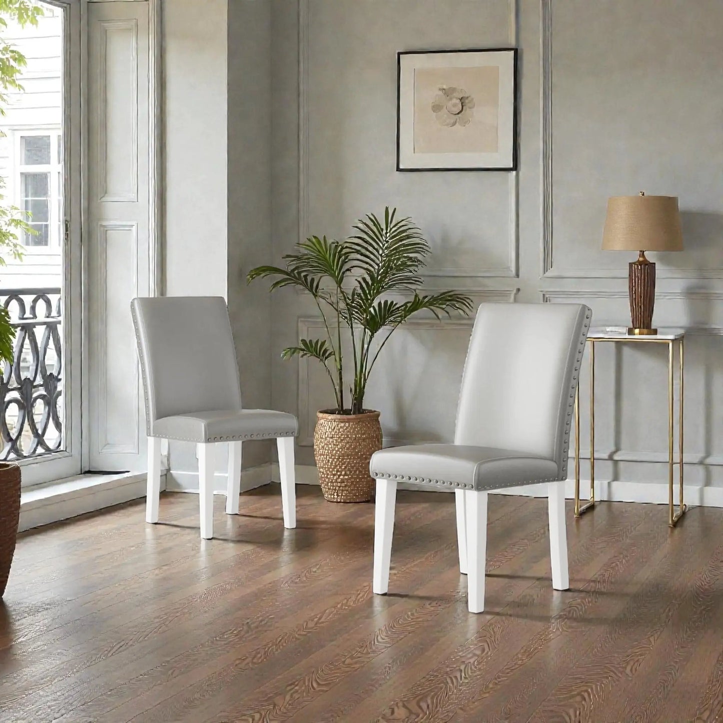 Upholstered Dining Chairs High Back Design Set 2