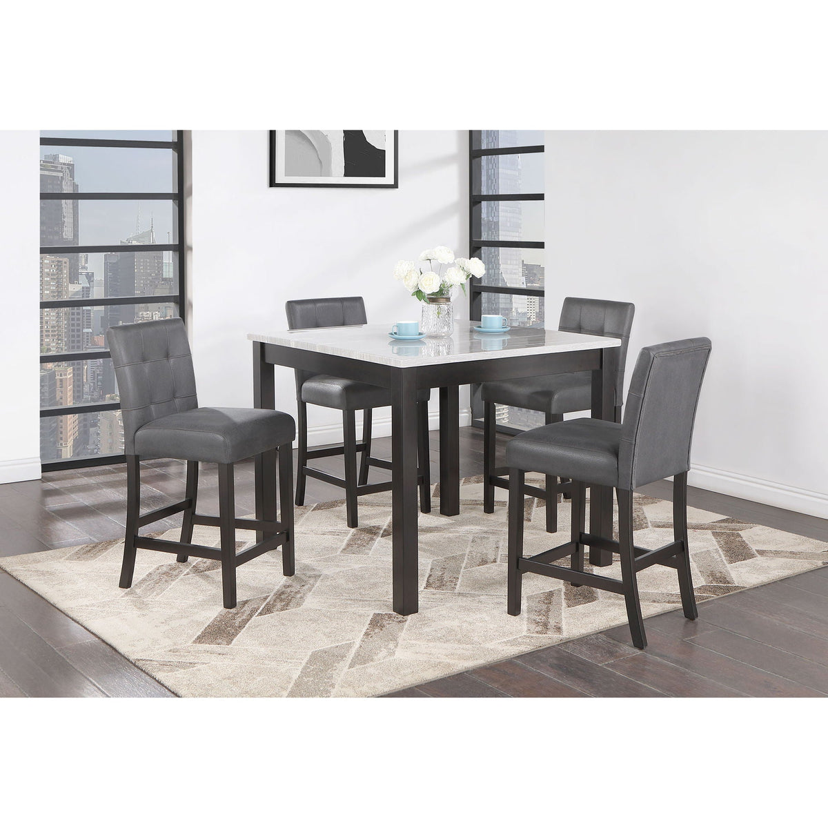 Espresso/White 5 piece bar table and stools set in solid wood by HouseOfZazla on Tampa Home & Garden Store