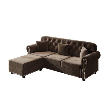 Modern Upholstered 3 Seater Sofa Set and Ottoman