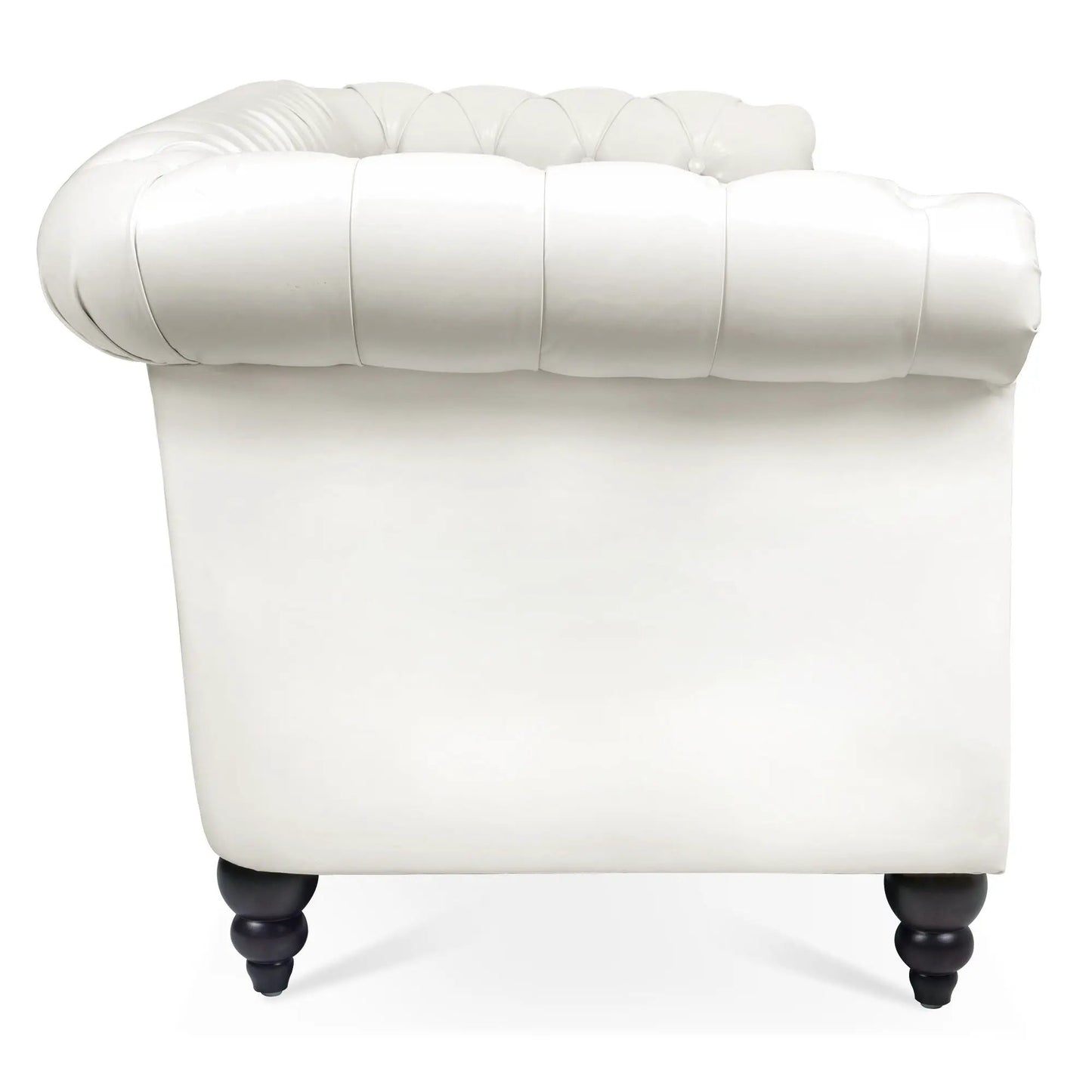 Rolled Arm Chesterfield 3 Seater Sofa white leather with dark wood legs Unique Piece Furniture on Tampa Home & Garden Store