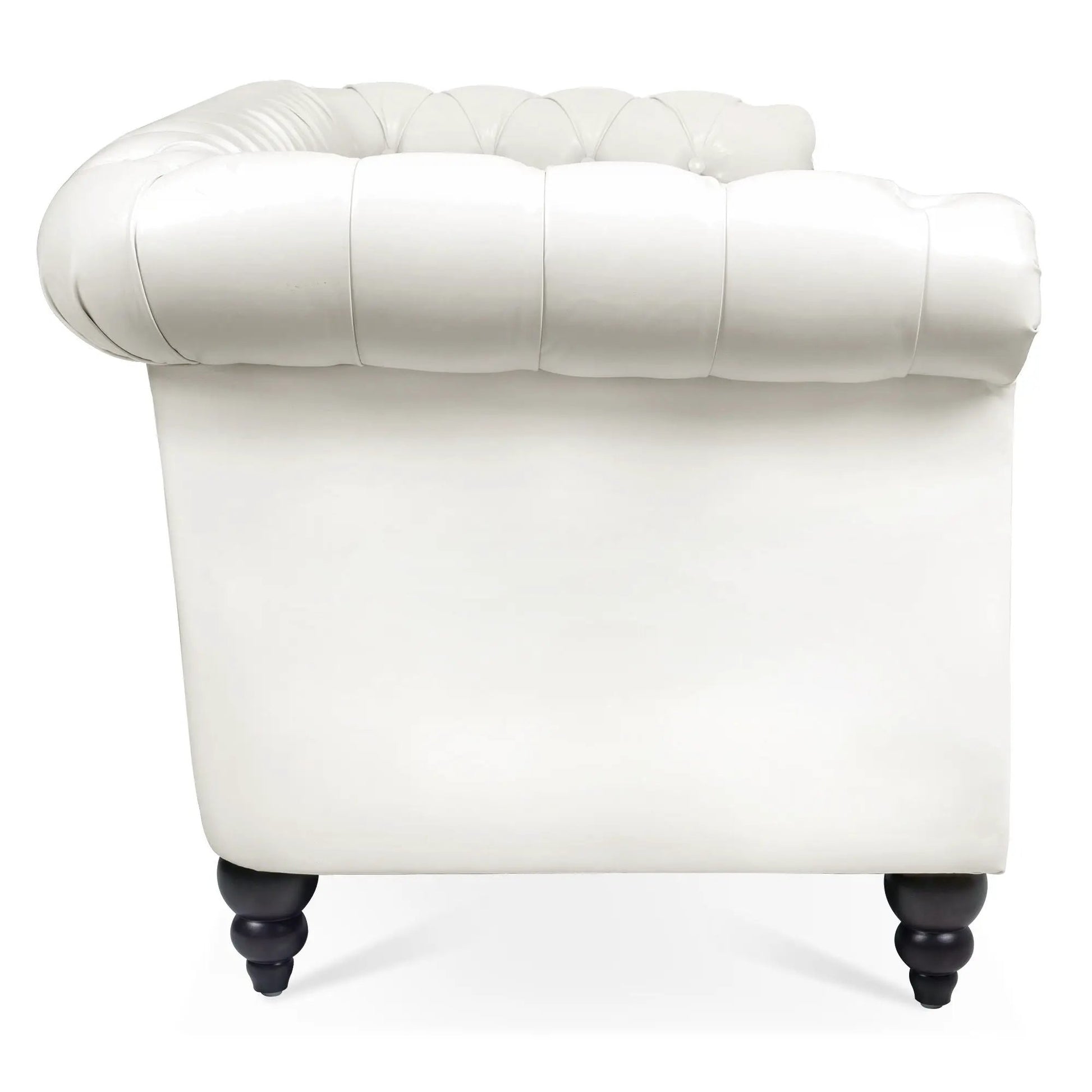 Rolled Arm Chesterfield 3 Seater Sofa white leather with dark wood legs Unique Piece Furniture on Tampa Home & Garden Store