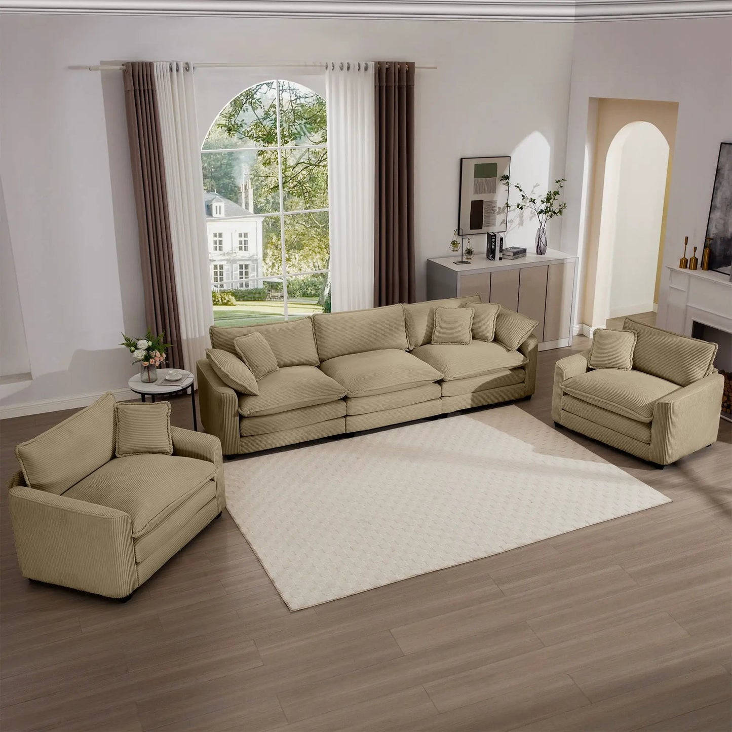 Elegant Sectional Sofa Set with Deep Seats