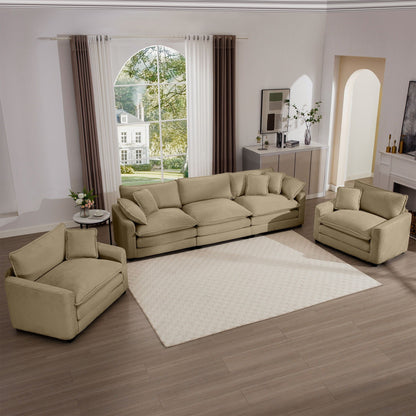 Elegant Oversized Sectional Sofa Set with Deep Seats in Beige, 3-Piece Arrangement HouseOfZazla on Tampa Home & Garden Store