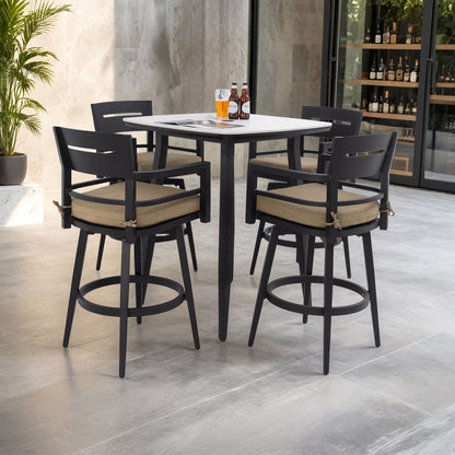 Outdoor Patio Bar Set And Sintered Stone Table