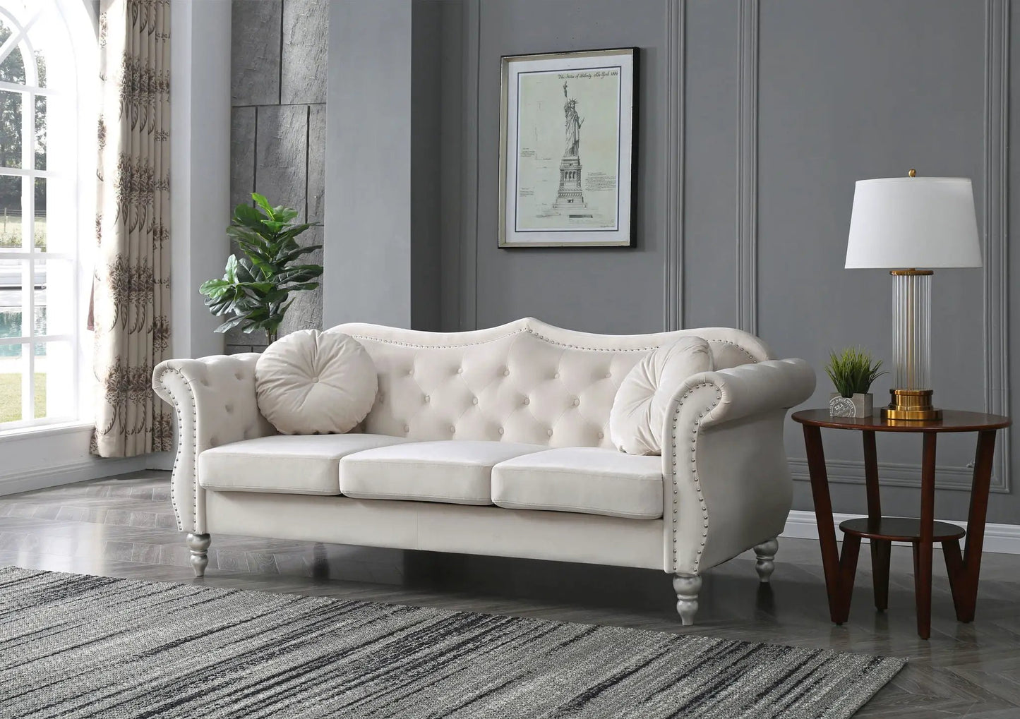 Hollywood Sofa with Glam Tufted Nailhead Trim