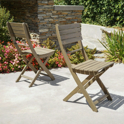 Outdoor Foldable Wood Dining Chair Set of Two