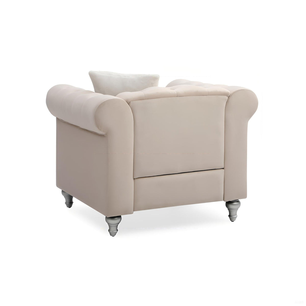 Contemporary lounge chair beige faux leather with rounded tufted arms by HouseOfZazla on Tampa Home & Garden Store