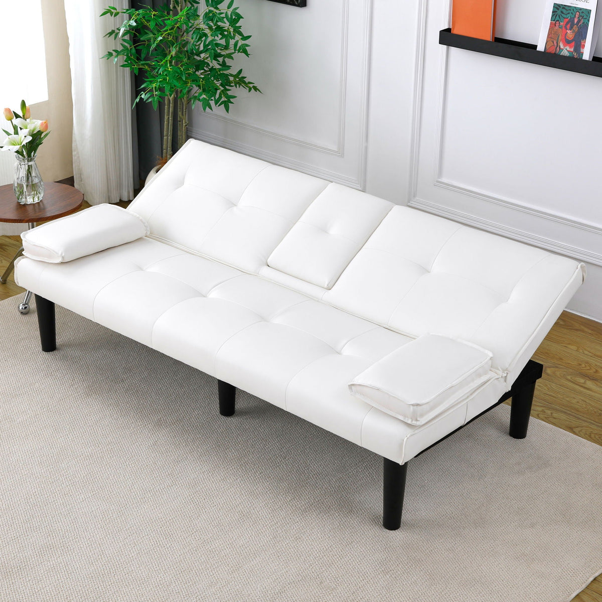 Compact Foldable Sofa Bed and Cup Holder