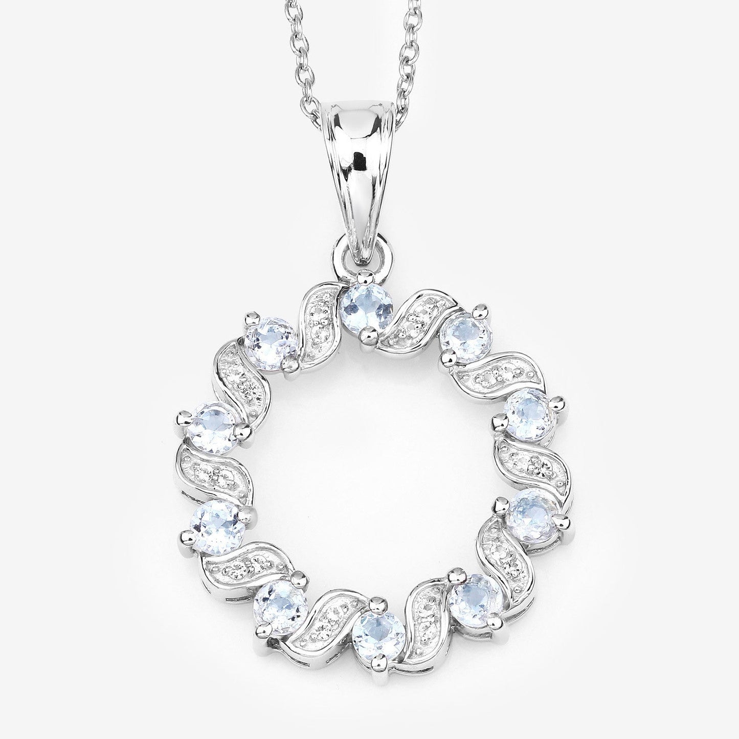 1.10ct aquamarine and white topaz pendant in sterling silver with pave accents on Tampa Home & Garden Store