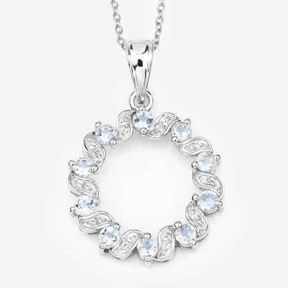 1.10ct aquamarine and white topaz pendant in sterling silver with pave accents on Tampa Home & Garden Store