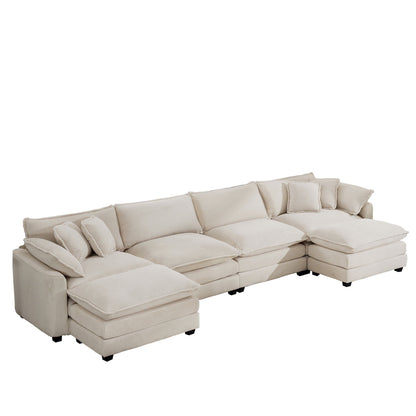 HouseOfZazla beige oversized modular sofa with ottoman, low back, deep seating 2-piece on Tampa Home & Garden Store